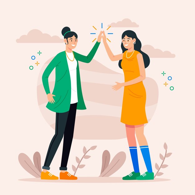 Free vector young women giving high five