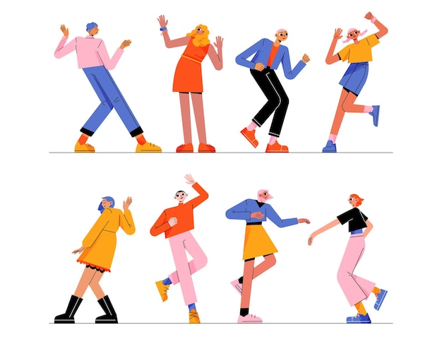 Free vector people dance moving body at music disco party