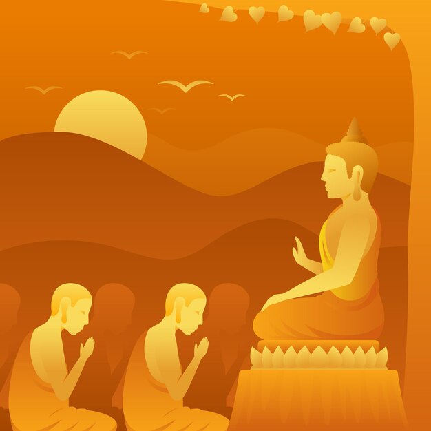 Free vector gradient makha bucha day illustration